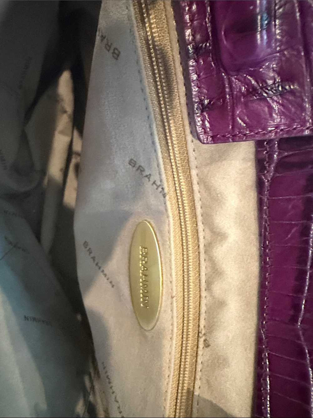 Brahmin Croc-Embossed Tote in Plum - Picture 5 of 7
